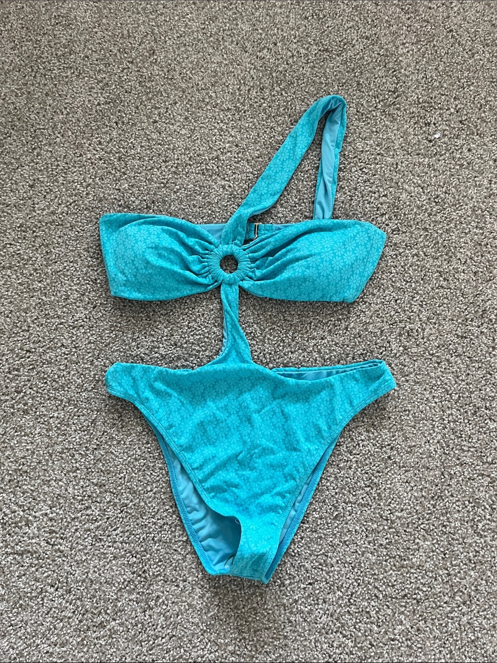 Dippin' Daisy's Turquoise Spritz One-Shoulder Cutout One-Piece Size XL